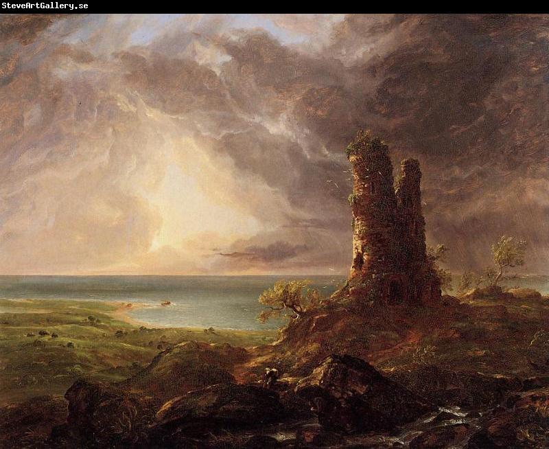 Thomas Cole Romantic Landscape with Ruined Tower